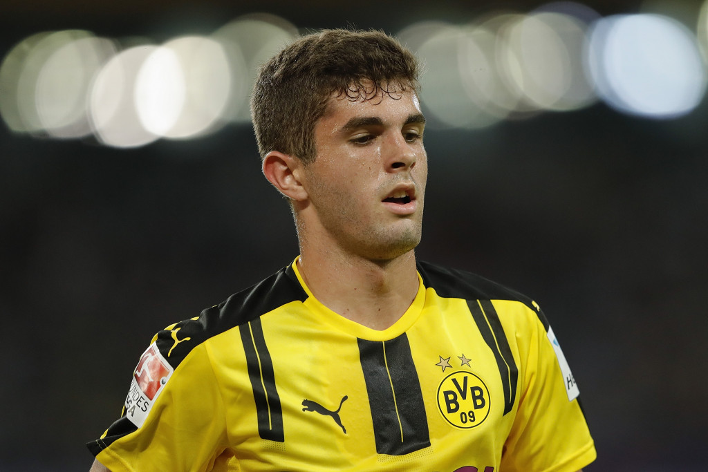 SHENZHEN, CHINA - JULY 28:  Christian Pulisic of Borussia Dortmund in action during the 2016 International Champions Cup match between Manchester City and Borussia Dortmund at Shenzhen Universiade Stadium on July 28, 2016 in Shenzhen, China.  (Photo by Lintao Zhang/Getty Images)