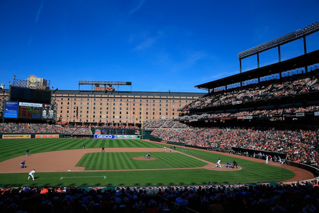 BALTIMORE, MD - JUNE 15:  A general view of the Baltimore Orioles and Toronto Blue Jays game at Oriole Park at Camden Yards on June 15, 2014 in Baltimore, Maryland.  (Photo by Rob Carr/Getty Images)