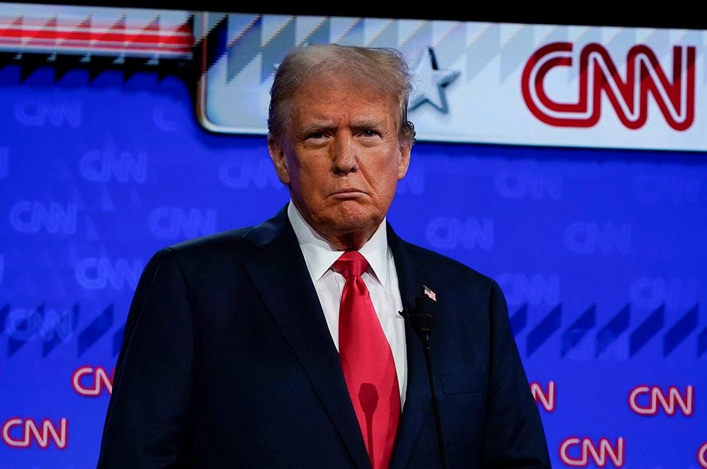 Former President Donald Trump during the debate on June 27, 2024, at CNN's studios in Atlanta.