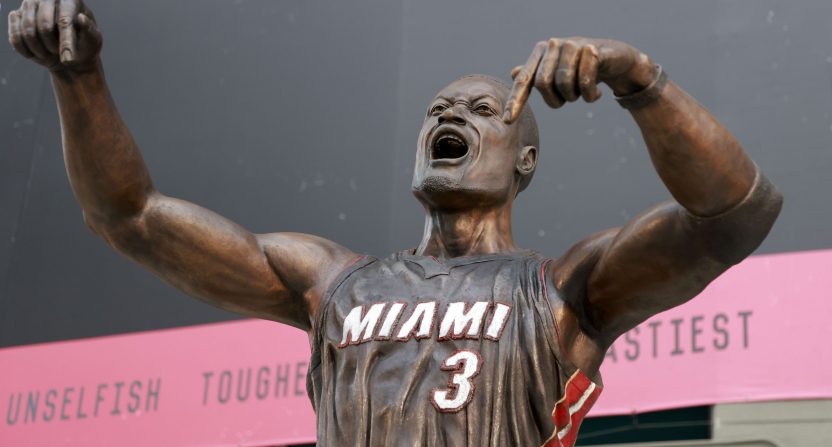 A statue of Miami Heat legend Dwyane Wade.