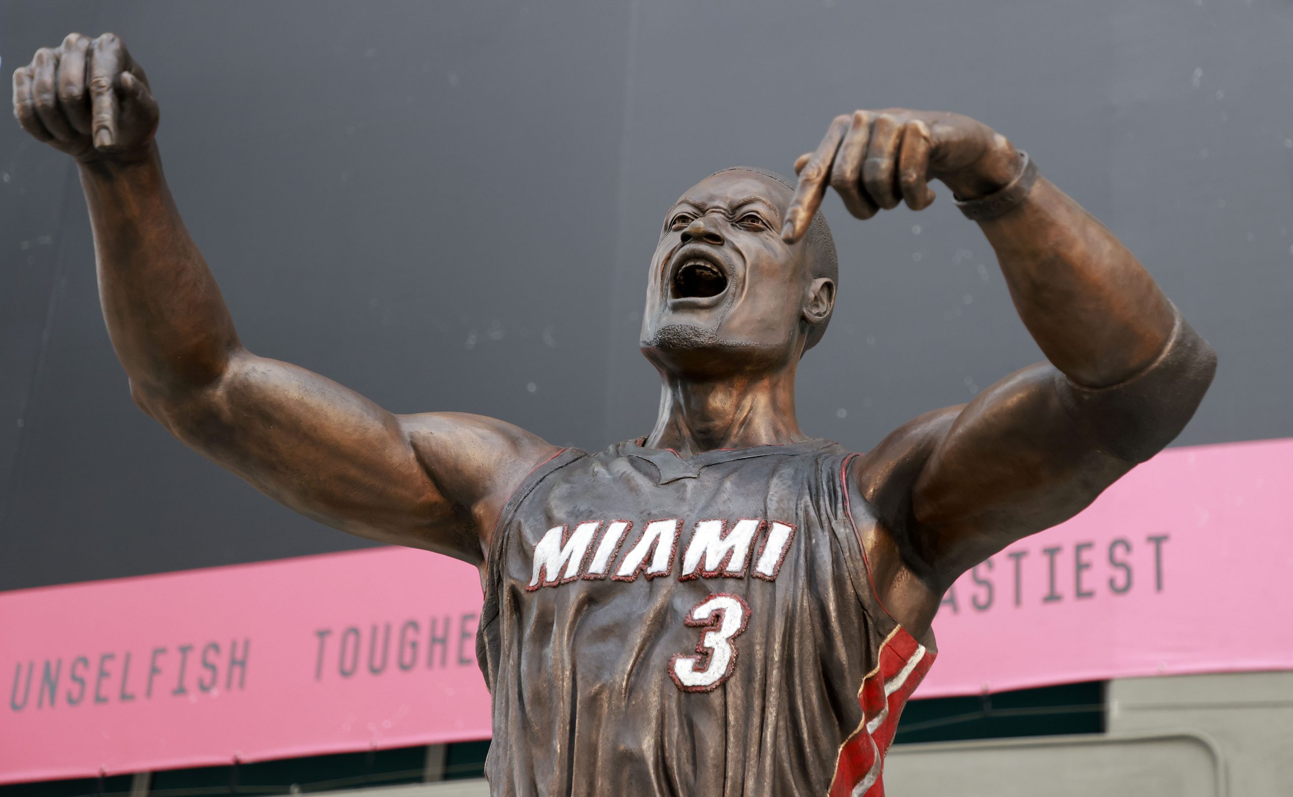 A statue of Miami Heat legend Dwyane Wade.