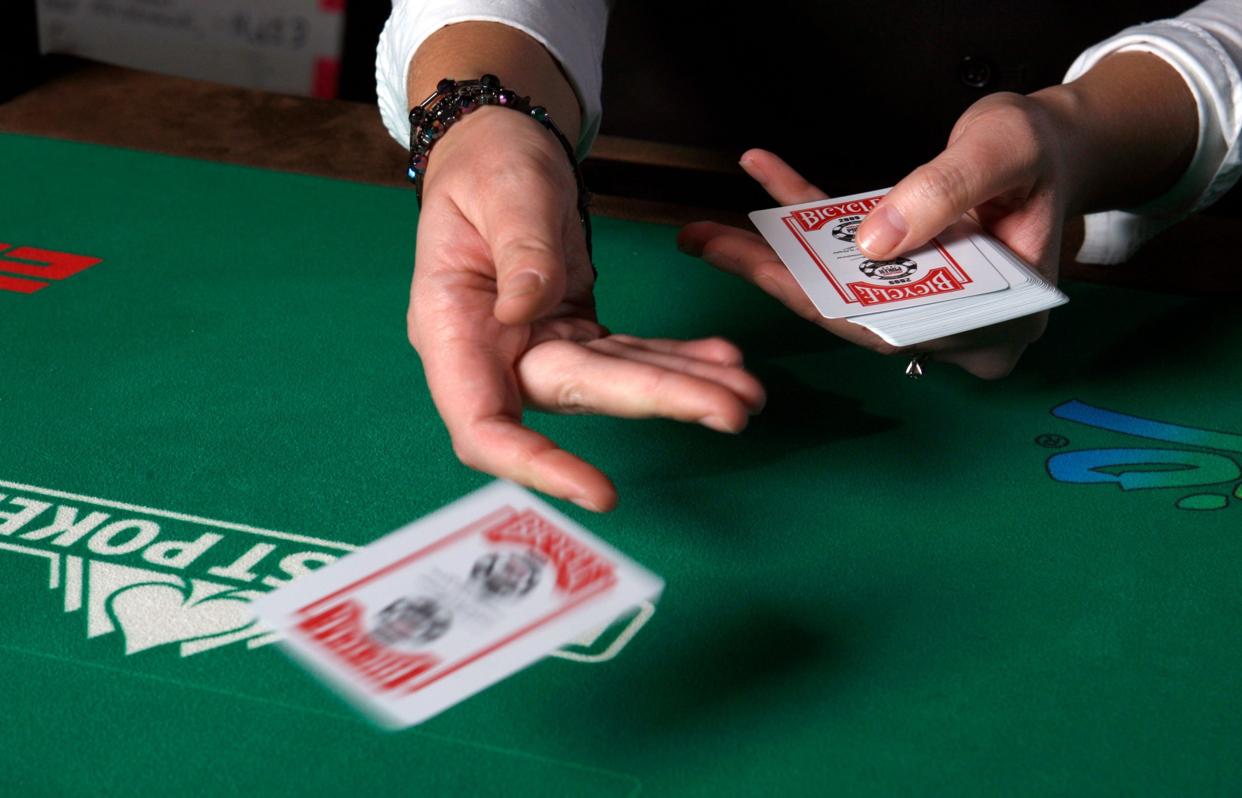 A poker dealer at the World Series of Poker in Las Vegas.