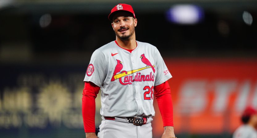 Nolan Arenado playing third base for the St. Louis Cardinals.