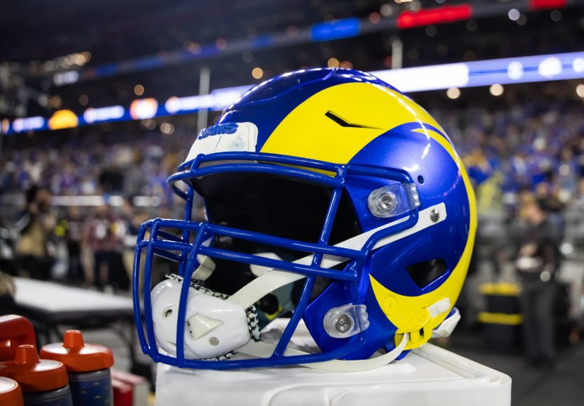 A Los Angeles Rams helmet