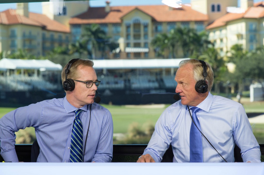 Joe Buck and Greg Norman at the Franklin Templeton Shootout