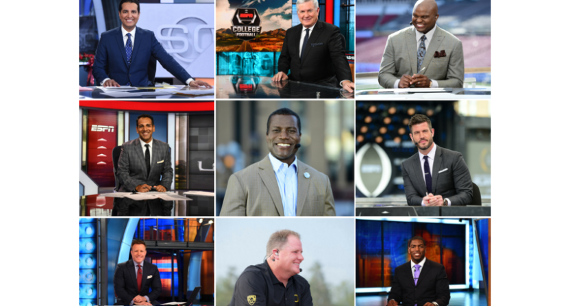 Jesse Palmer (middle right) and Kevin Negandhi (top left) are amongst the big changes to ESPN's CFB studio coverage this year.