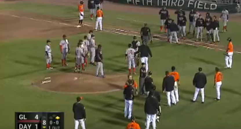 A walk Friday that ended Jose Siri's hitting streak led to the benches clearing.