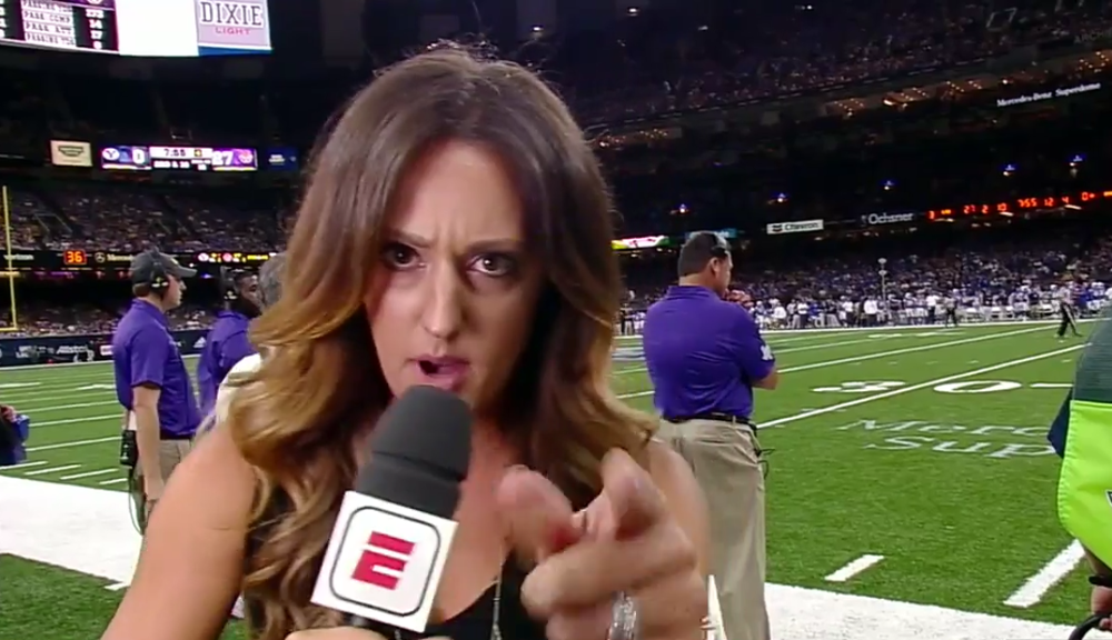 Allison Williams delivered quite the Ed Orgeron impression Saturday, as did her ESPN colleagues.
