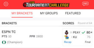 ESPN's single fantasy app now includes all their products, like NCAA Tournament Challenge.