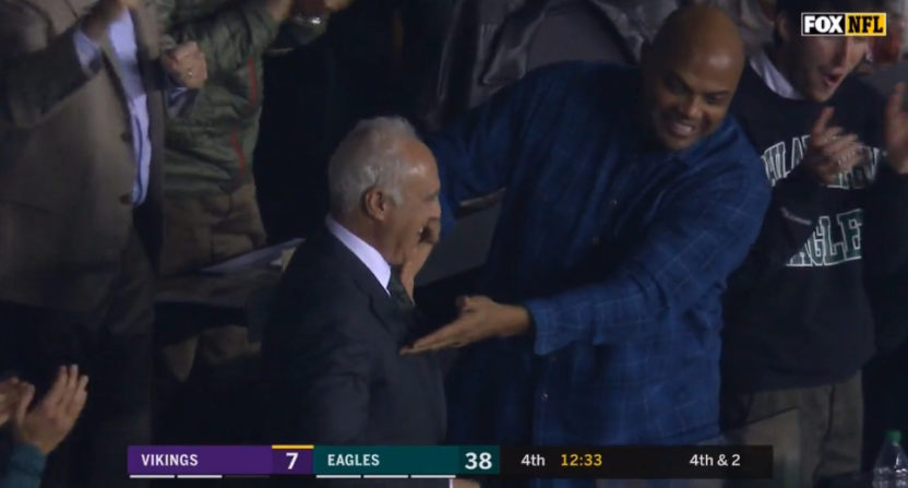 Charles Barkley with Jeffrey Lurie at Sunday's Eagles game.