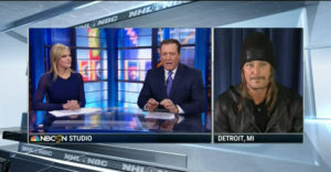 Kathryn Tappen and Jeremy Roenick interviewing Kid Rock.
