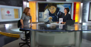 Colleen Jones (L) discusses her book in a 2015 CBC interview.