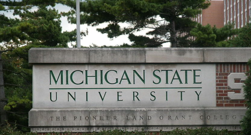 A Michigan State sign on campus.