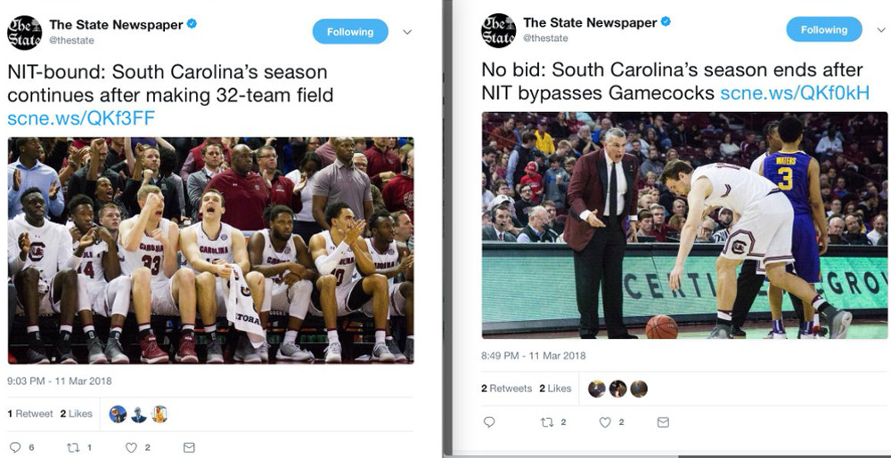The State said South Carolina made the NIT. They didn't.