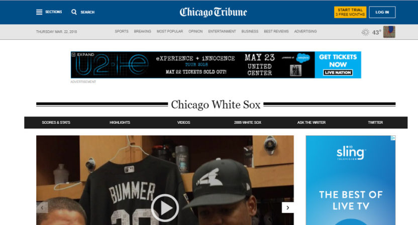 The Chicago Tribune's White Sox front.