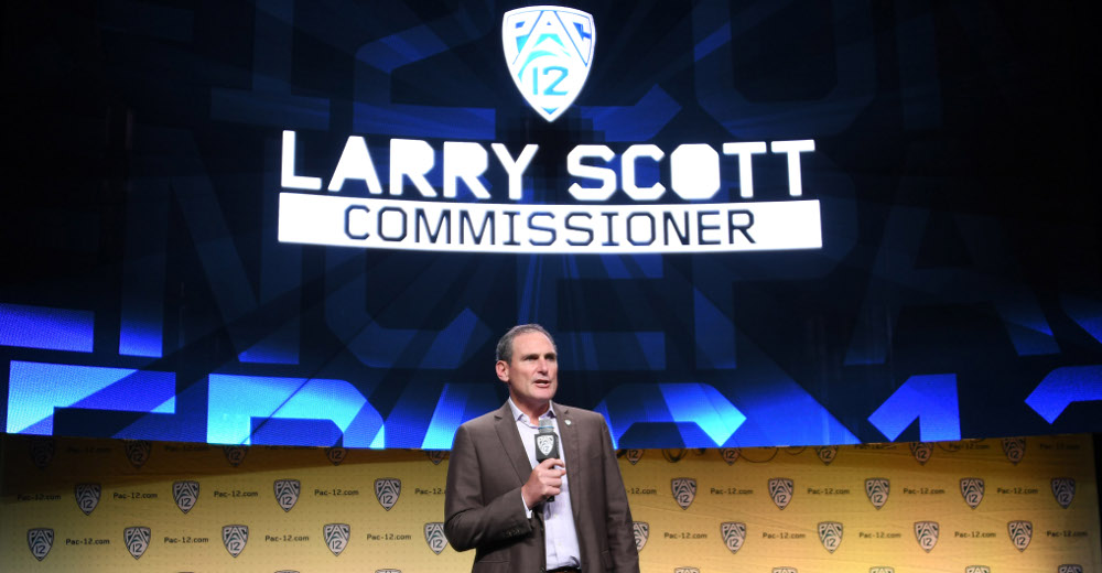 Larry Scott at the 2018 Pac-12 Media Days.