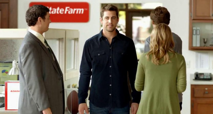 Ads like this Aaron Rodgers State Farm one might be modified with stats or not run at all thanks to "real-time product placement" modification possibilities.