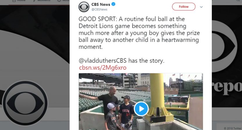 CBS News' mistweet on the Lions.