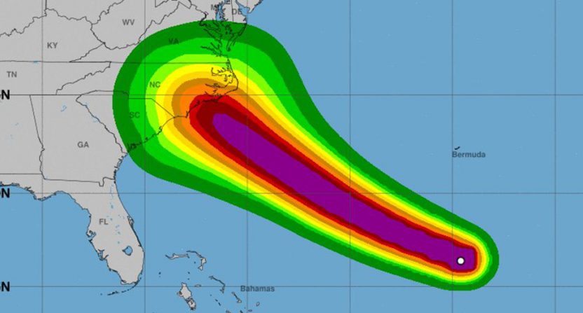 Hurricane Florence's projected path.