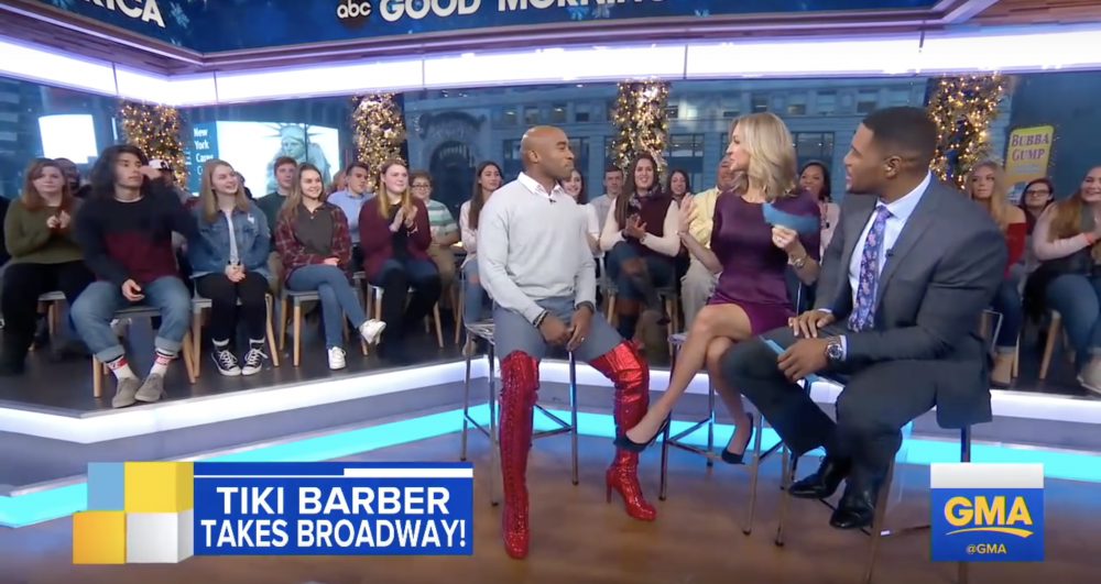 Tiki Barber will be calling an AAF game in February. Probably not in his Kinky Boots.