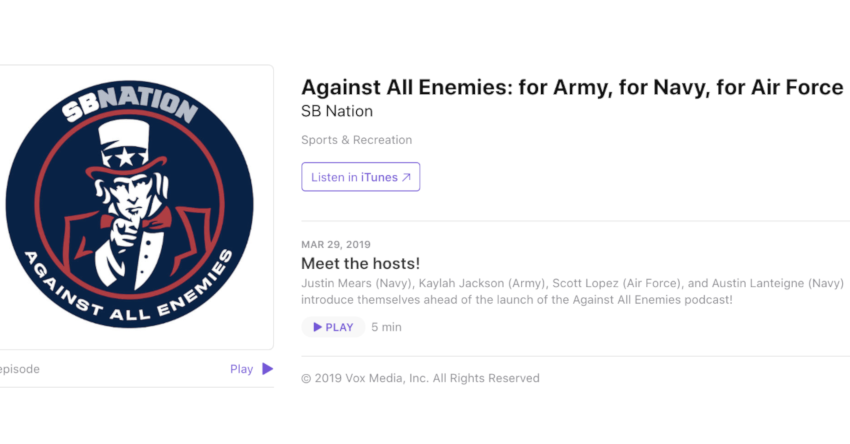 The new Against All Enemies SB Nation podcast.