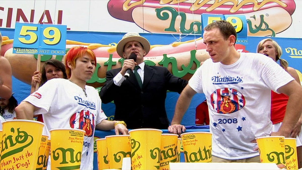 A Nathan's Famous Hot Dog Eating Contest.