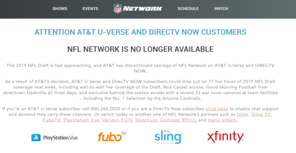 The NFL's website for those upset NFLN was pulled from U-verse.