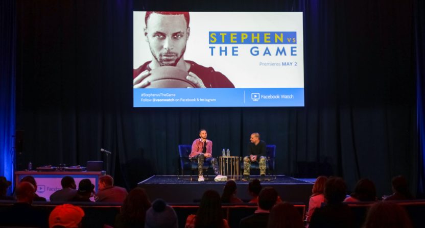 Steph Curry and Gotham Chopra at a Stephen Vs. The Game premiere Monday.
