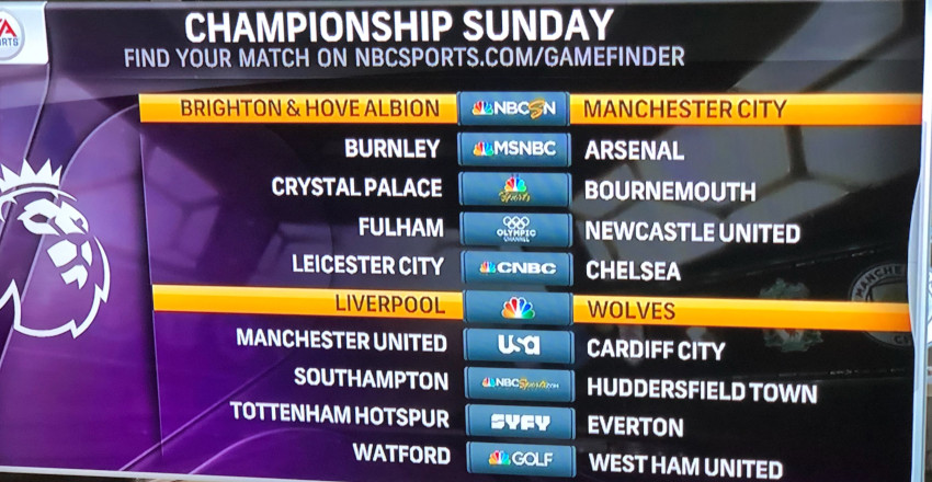 NBC reveals Premier League Championship Sunday channel listings