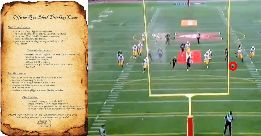 The Rod Black Drinking Game came into effect with a missed CFL field goal Saturday.