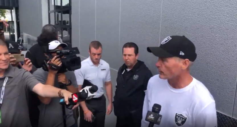 Mike Mayock at Raiders' practice on Sept. 5, 2019.