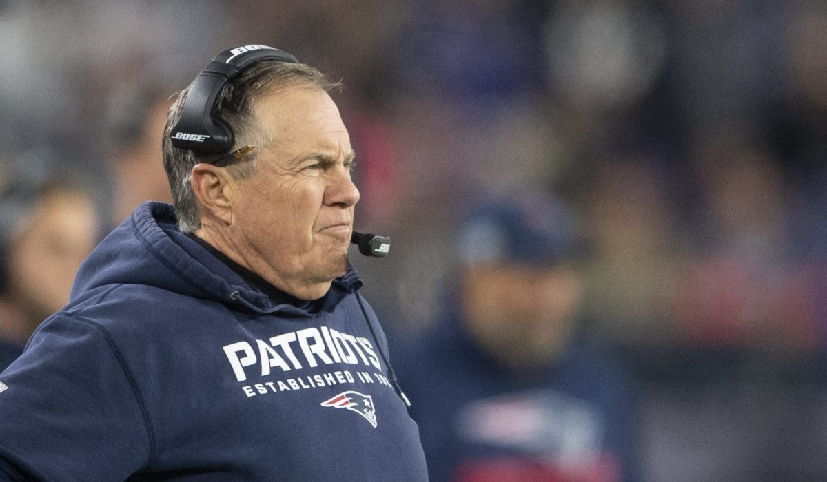 Nov 3, 2019; Baltimore, MD, USA; New England Patriots head coach Bill Belichick during the first half against the Baltimore Ravens at M&T Bank Stadium.