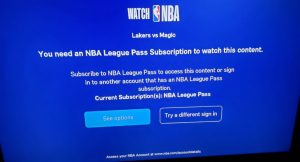 A NBA League Pass error message Wednesday, Dec. 11.