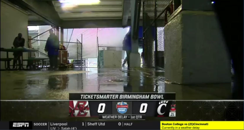 A Birmingham Bowl delay update on ESPN.