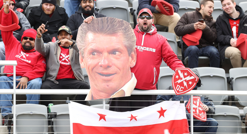 The XFL opening weekend featured this Vince McMahon cutout.
