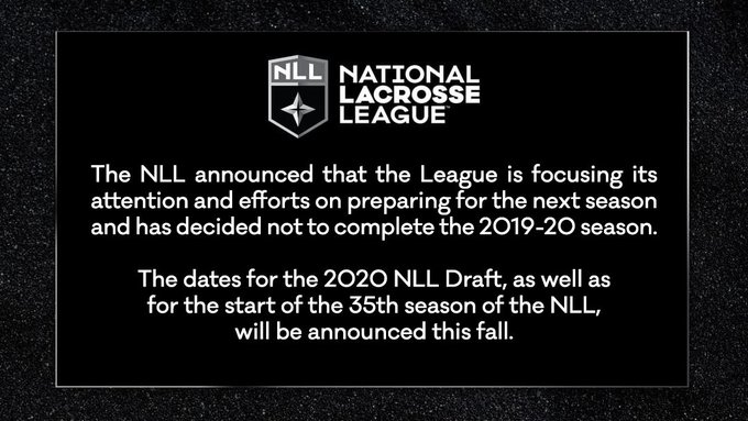 The NLL playoff cancellation announcement.