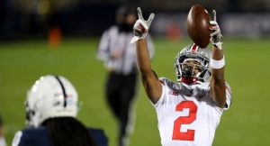 The Ohio State-Penn State game was one of ABC's windows that did well this week. Ohio State's Chris Olave is seen above celebrating a catch.
