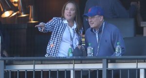 Alex and Steve Cohen at a Mets game on April 8, 2021.