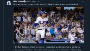 A NBC News tweet on the Dodgers' attendance.