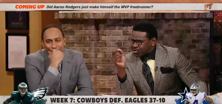 Stephen A. Smith and Michael Irvin on First Take in 2021
