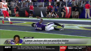 NFL Live coverage of Lamar Jackson not practicing.