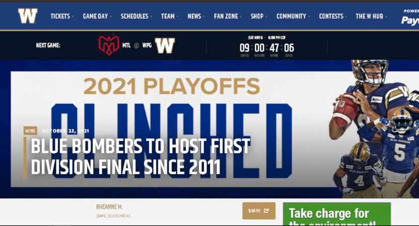 The CFL West Final, hosted by the Winnipeg Blue Bombers, has been moved up to not conflict with a Jets' game.