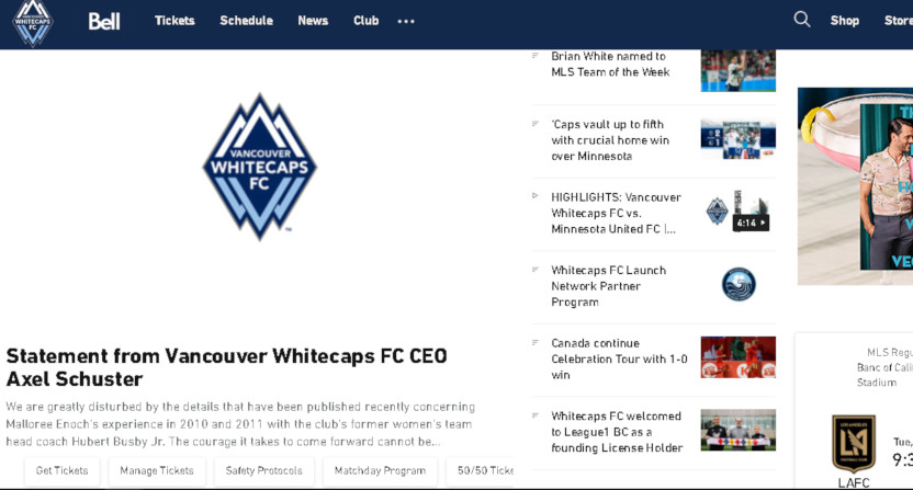 A Vancouver Whitecaps' statement.