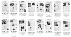 A selection of Boston Globe fronts over the years.