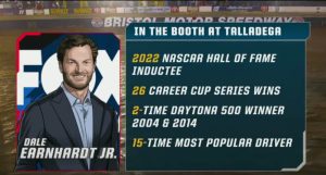 Dale Earnhardt Jr. joins the NASCAR on Fox booth for Talladega.