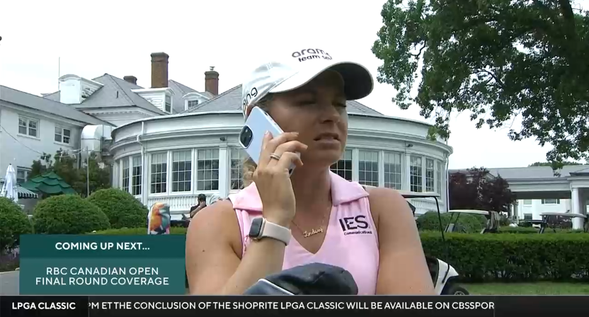 CBS' image of Brooke Henderson ahead of a playoff, as they threw to PGA Tour coverage.