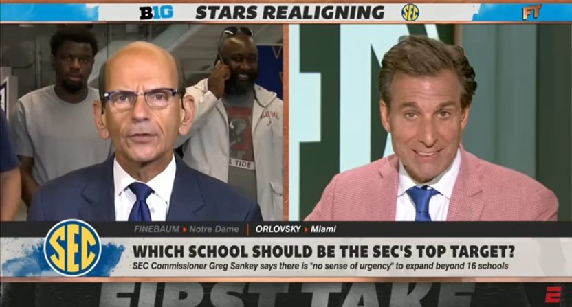 Paul Finebaum doesn't like Chris Russo on First Take