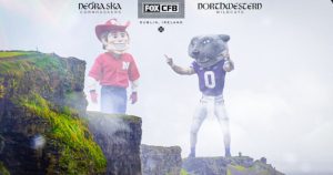 A Fox Sports graphic for Nebraska-Northwestern, featuring Kansas State's mascot for some reason.