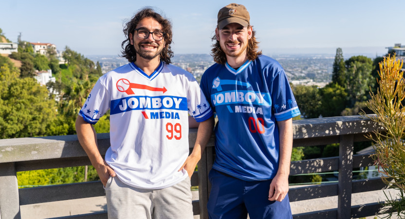 "We Got Ice" stars ( Lorenzo DeMalia (L) and Jack Doyle (R) at MLB All-Star Week in 2022.