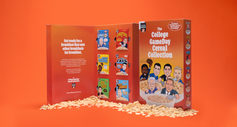 A graphic for ESPN College GameDay promotional cereals.